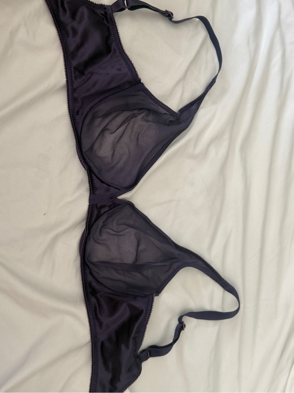 Vintage 80’s 90’s Christian Dior Intimates Sheer Mesh Underwire Bra 34C Purple